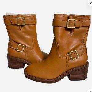 Vince Camuto Tan Heeled Boots with Buckles